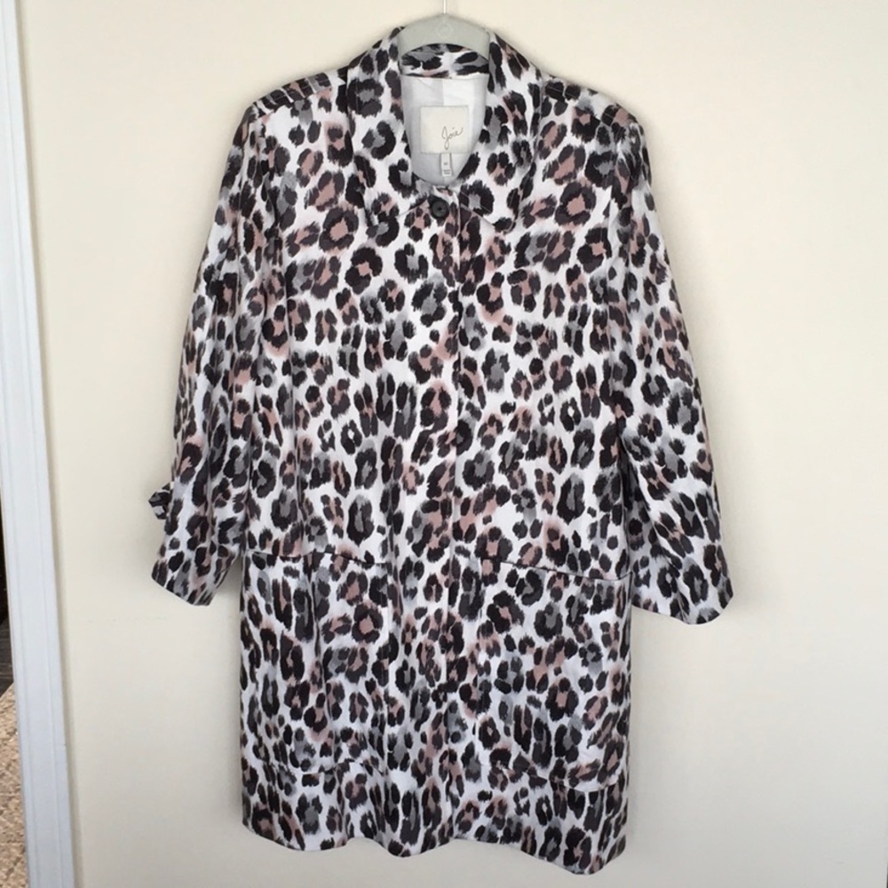 EUC Joie Lined Linen Leopard Coat - Picture 1 of 6